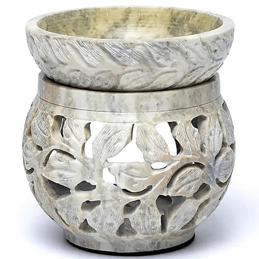 5 σε 1 Πολυλειτουργικός Καυστήρας από Σαπουνόπετρα με Floral μοτίβο Διαστάσεις: 11x12cm Βάρος: ±830gr - mykarma.gr