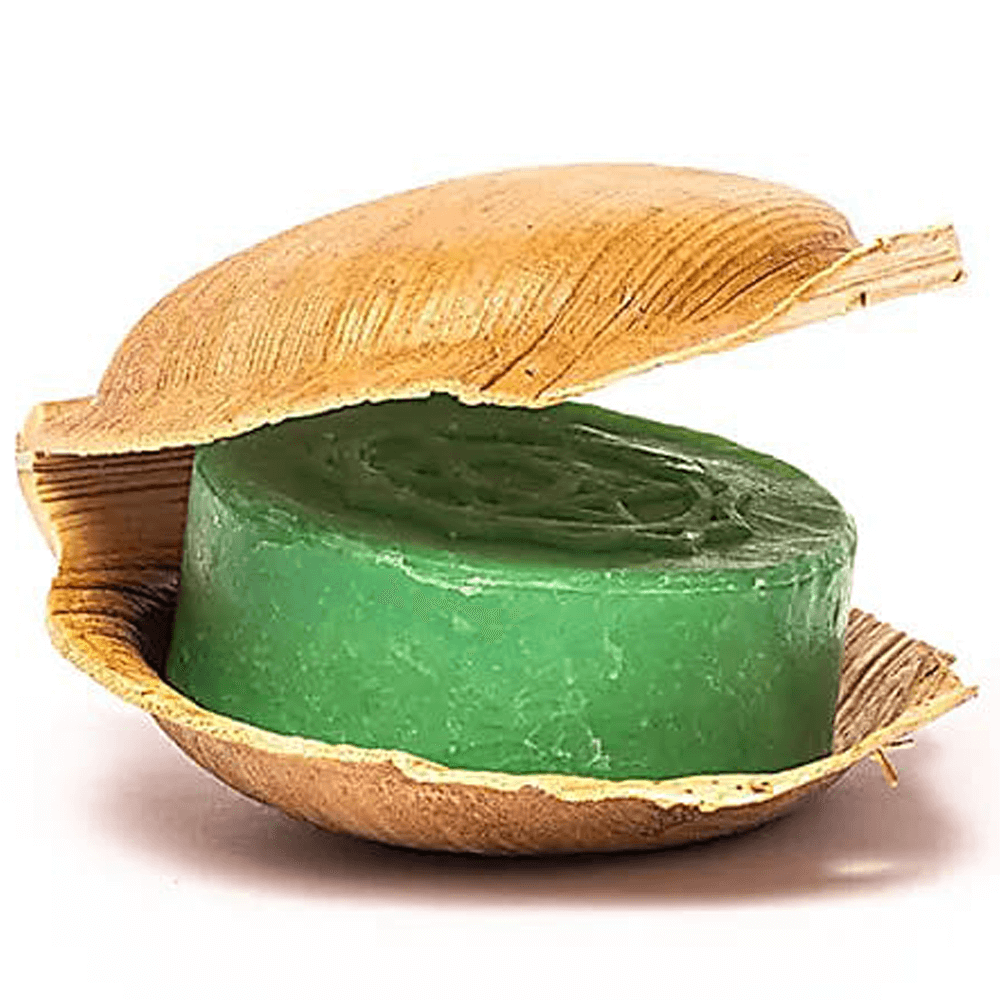 Χειροποίητο Φυσικό Αγιουρβεδικό Σαπούνι Holy Lama 4o Chakra Heart Anahata συσκευασμένο σε φύλλο φοίνικα 100g - mykarma.gr