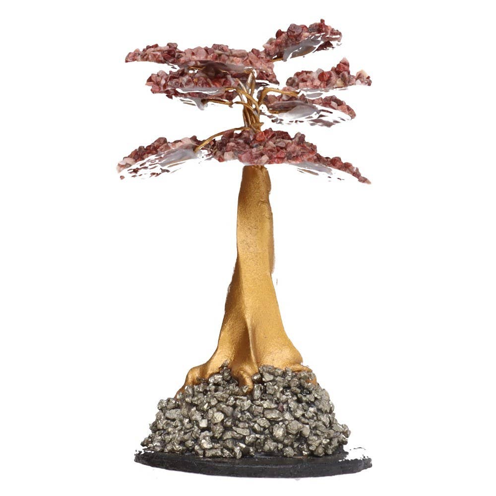 «Δέντρο της Ζωής» για Τύχη & Αφθονία με Ημιπολύτιμους λίθους Κόκκινο Ίασπι (Red Jasper) σε Βάση από Πυριτη (Pyrite) Διαστάσεις: ~4,5 × 7 cm Βάρος: ~40 g