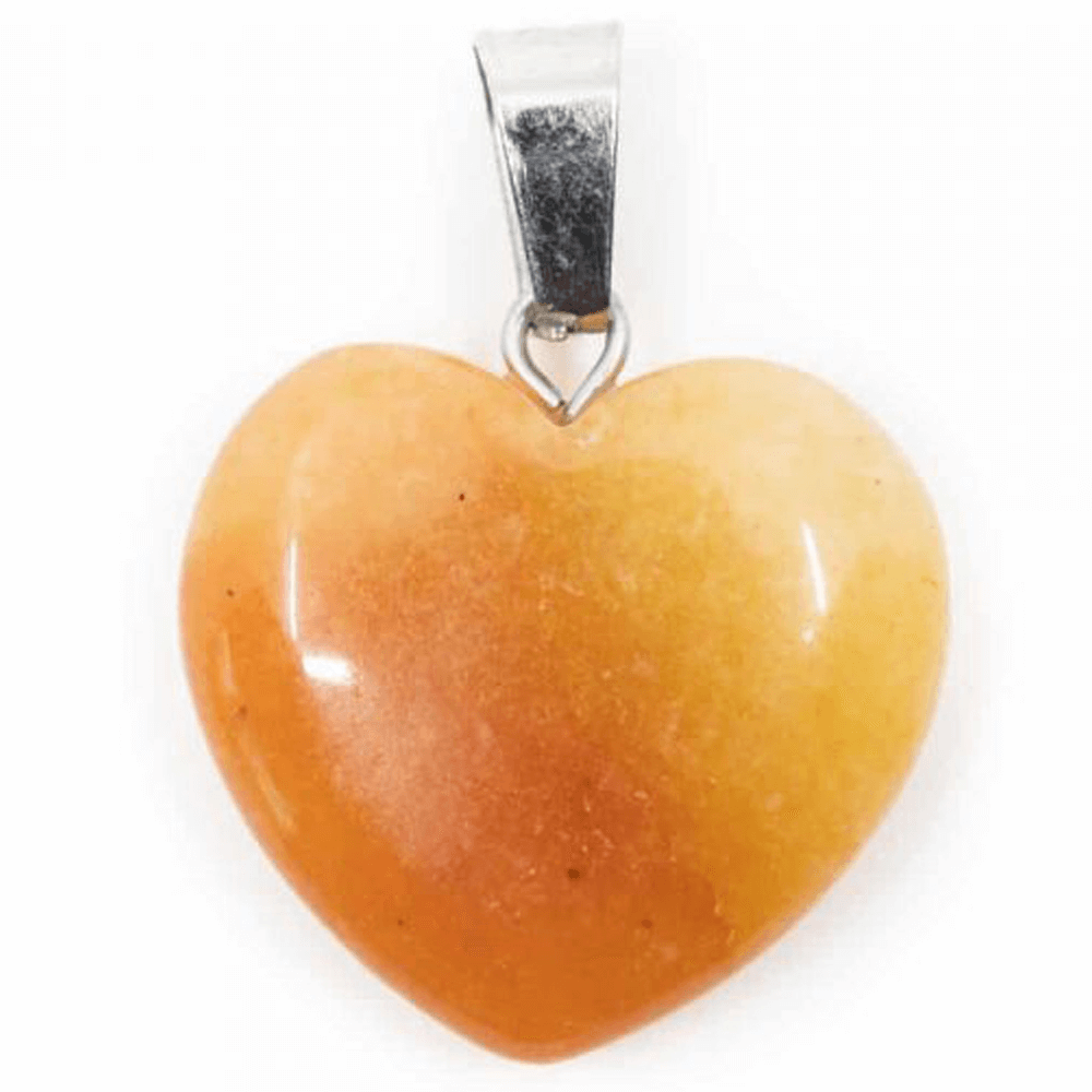 Μενταγιόν από ημιπολύτιμο λίθο Νεφρίτη (Honey Jade) σε σχήμα καρδιάς Διαστάσεις: 2 εκ - mykarma.gr