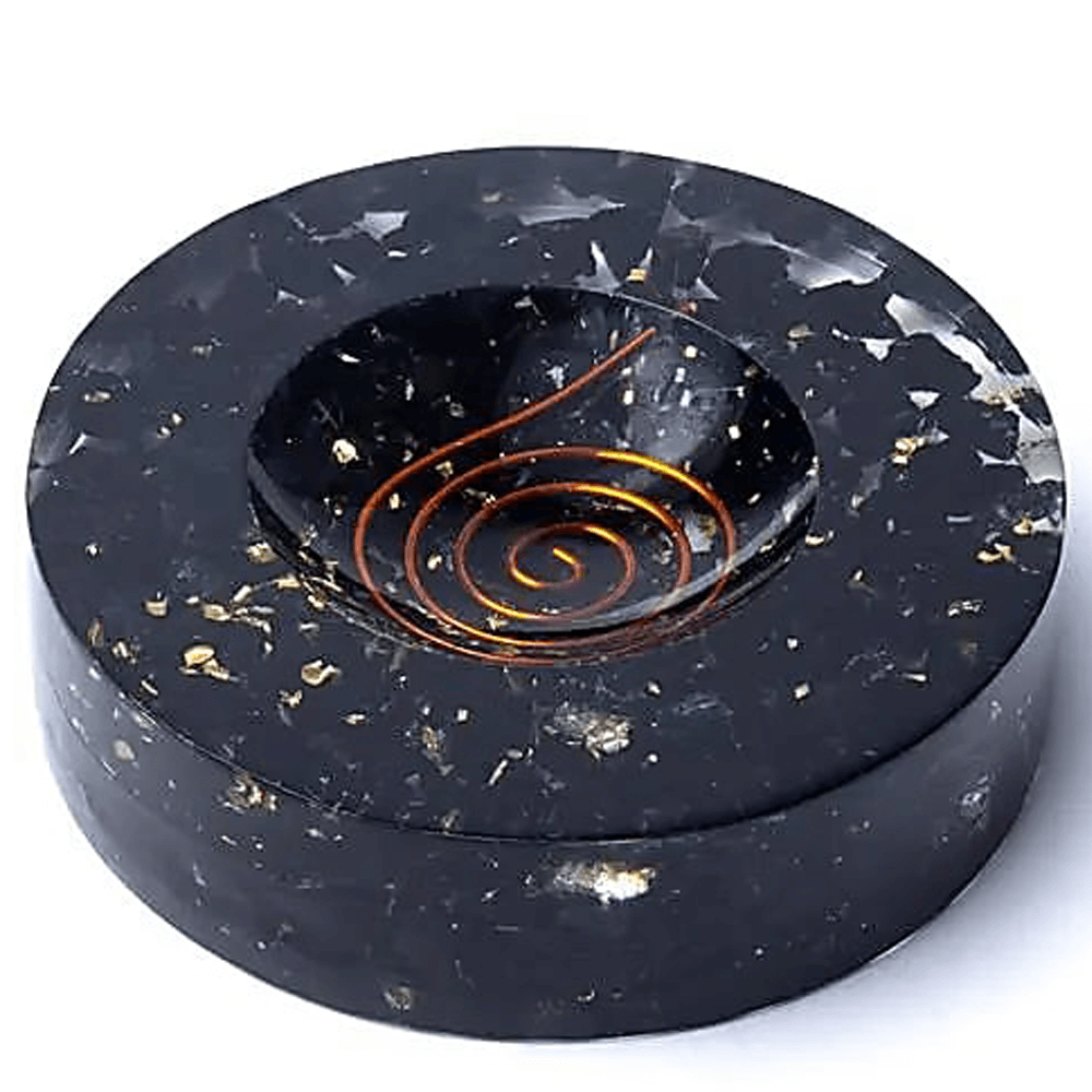 Οργονίτης - Orgone Βάση από Μαύρη Τουρμαλίνη (Black Tourmaline) για ημιπολύτιμου λίθο Διαστάσεις: ±5 cm - mykarma.gr