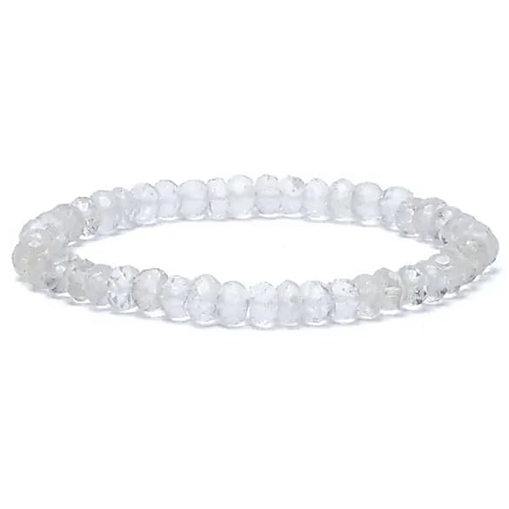 Βραχιόλι - Λευκός Χαλαζίας (Clear Quartz) ΑΑ ποιότητας - ελαστικό Χάντρες ± 5 mm - mykarma.gr