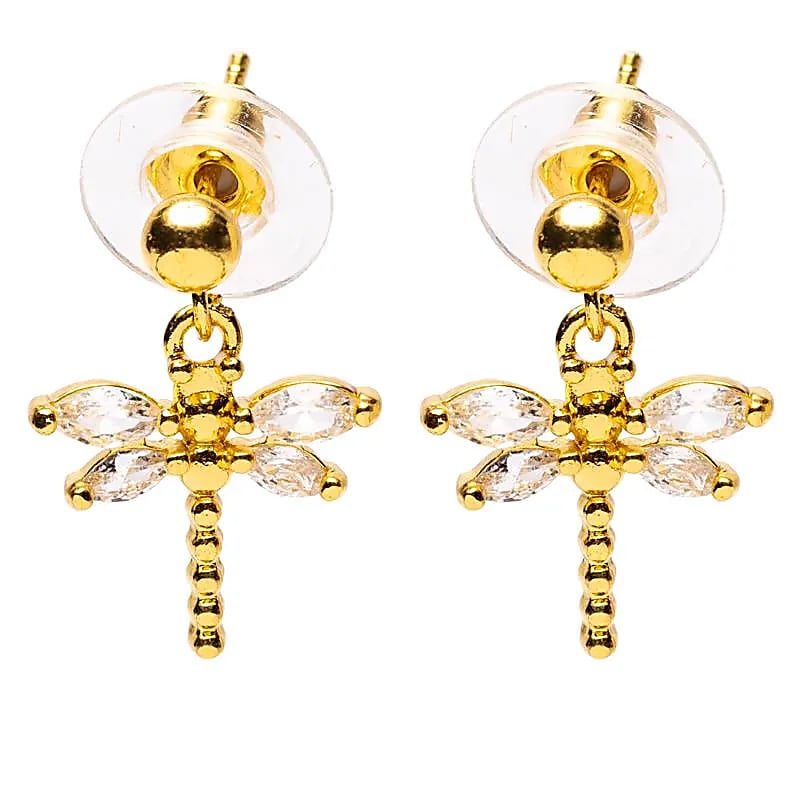 Σκουλαρίκια Λιβελούλα (Dragonfly) – Χρυσό Χρώμα Διαστάσεις: 2,5 εκ - mykarma.gr