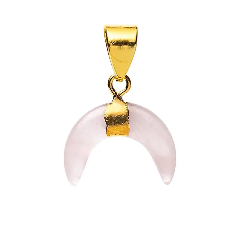 Κρεμαστό Μενταγιόν Ημισελήνου με Ροζ Χαλαζία (Rose Quartz) Διαστάσεις: ±1x1 cm