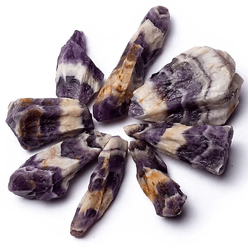 Φυσικό ορυκτό πέτρωμα - ακατέργαστες πέτρες Αμέθυστος (Chevron Amethyst) ±2x5 cm (2 πέτρες) Βάρος: 150 γρ - mykarma.gr