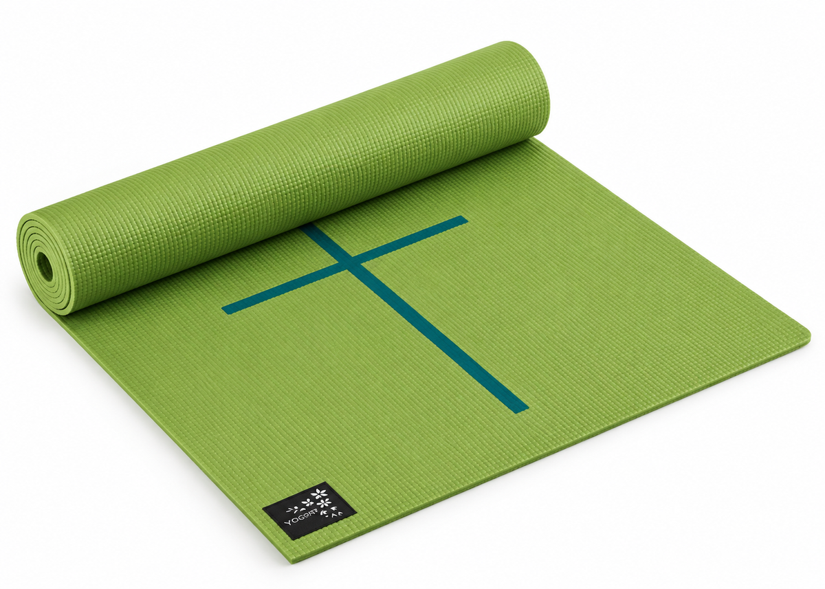Yogistar - Yoga mat 'Plus - alignment'/Kiwi - Αντιολισθητικό στρώμα με ευθυγραμμίσεις για Yoga & Pilates Διαστάσεις: 195 cm x 61 cm x 5 mm Βάρος 1,2 kg
