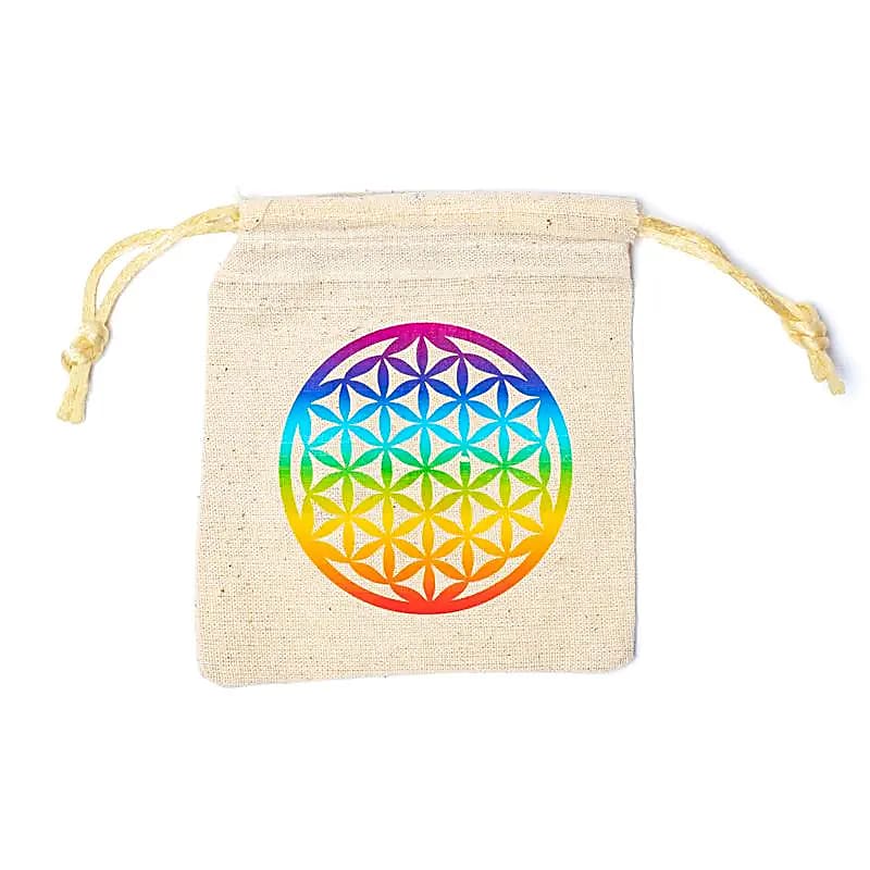 Βαμβακερό Τσαντάκι Πουγκί με «Λουλούδι της Ζωής» Διαστάσεις: 10 × 11εκ - mykarma.gr