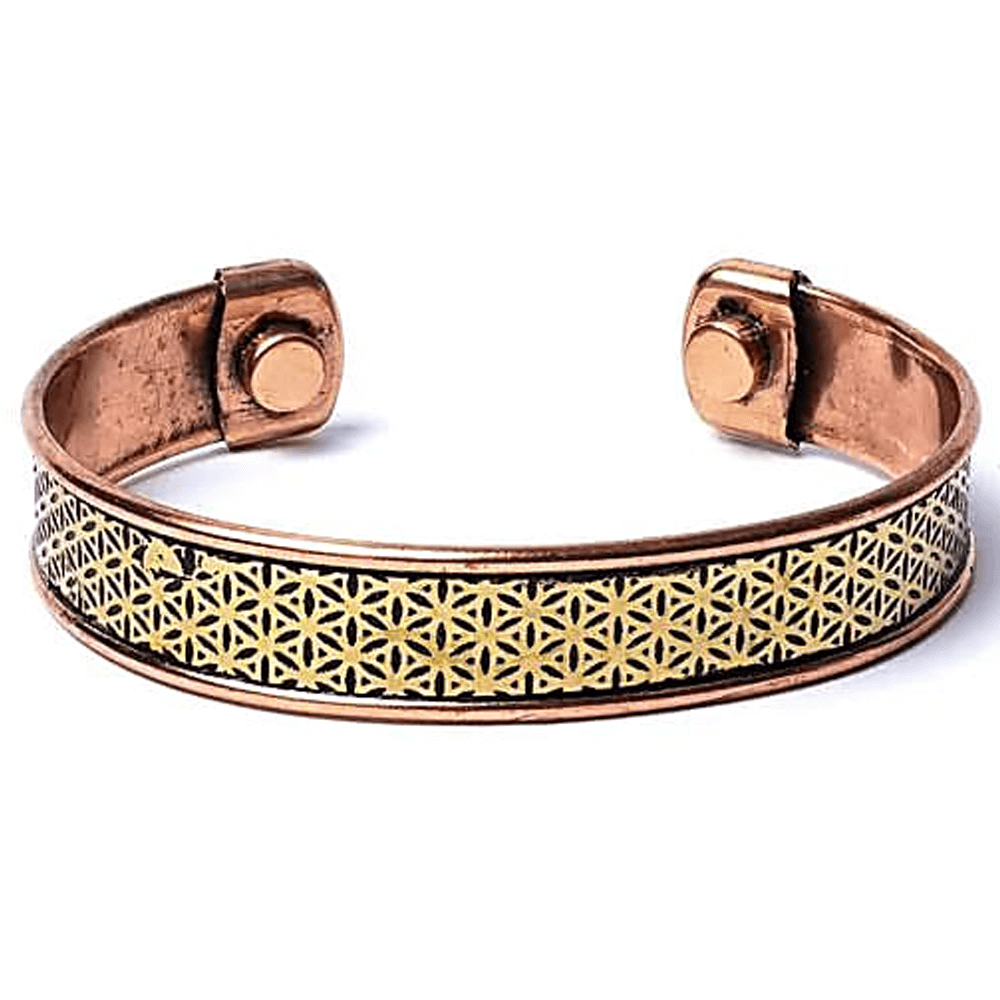 Βραχιόλι Χάλκινο «Λουλούδι της Ζωής» με 2 μαγνήτες Μεγεθος ρυθμιζόμενο Φάρδος: 1 εκ - mykarma.gr