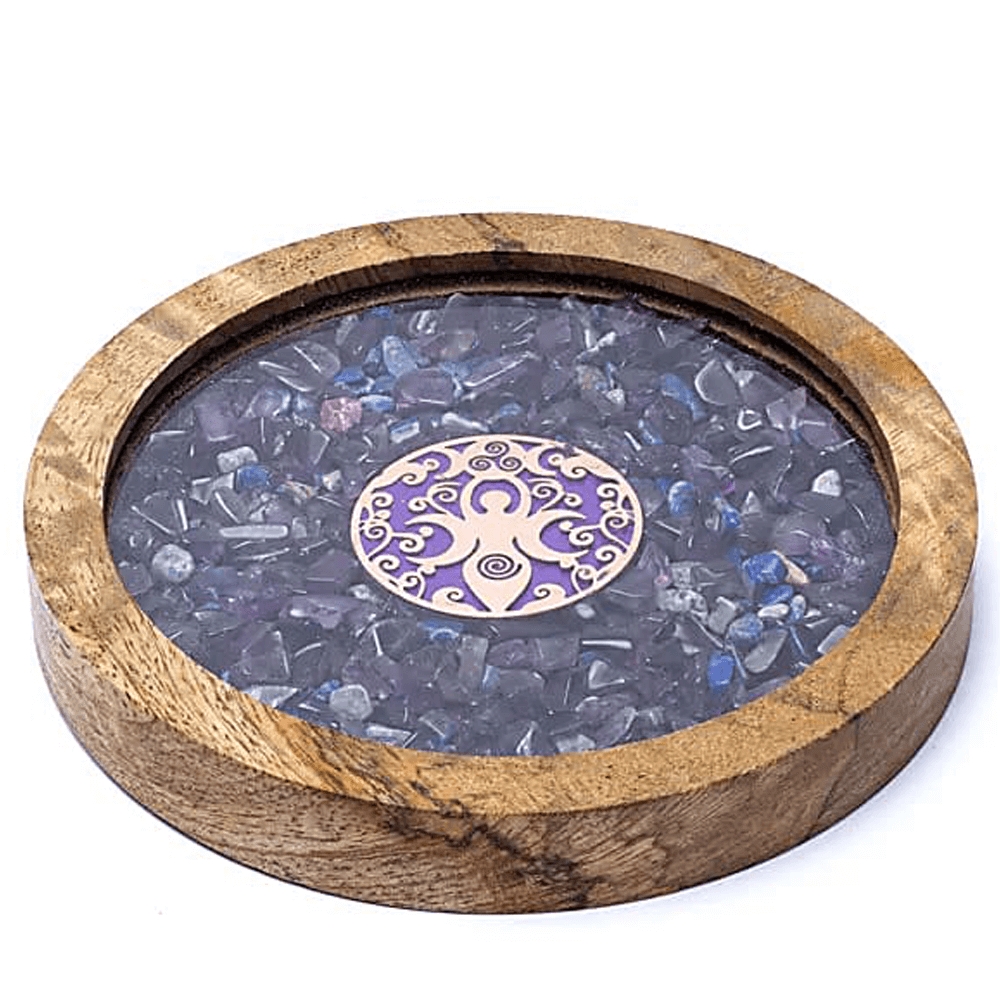 Σουβέρ - Με ημιπολύτιμους λίθους Αμέθυστο,Λάπις Λάζουλι & Σύμβολο “Goddess” Διαστάσεις: 10 x 1.7 cm - mykarma.gr