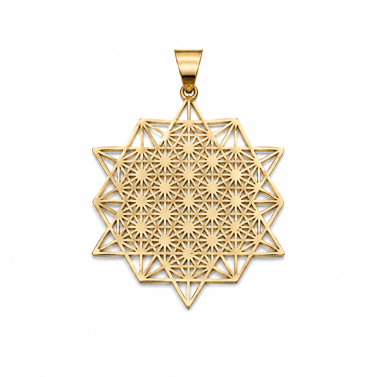 Μενταγιόν Ιεράς Γεωμετρίας – «Metatron Flower of Life» σε Χρυσή Απόχρωση Διαστάσεις: 4 εκ