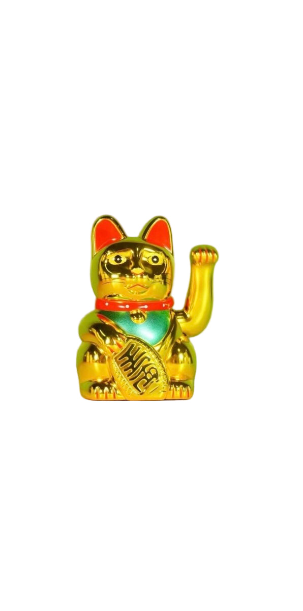 Maneki Neko Money Cat - Σύμβολο καλής Τύχης & Πλούτου Κουνάει το χέρι με μάτια ανοικτά Διαστάσεις: 9 εκ - mykarma.gr