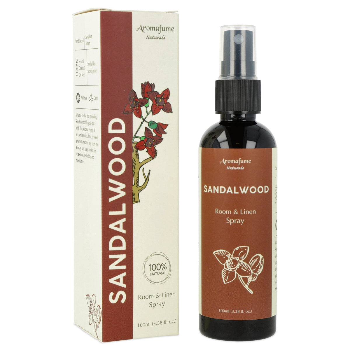 Room & Linen Spray - Φυσικό Σπρέι δωματίου “Sandalwood” για καθαρισμό χώρου - καθαρισμός αύρας - με Αιθέριο Έλαιο Σανταλόξυλου 100 ml - mykarma.gr