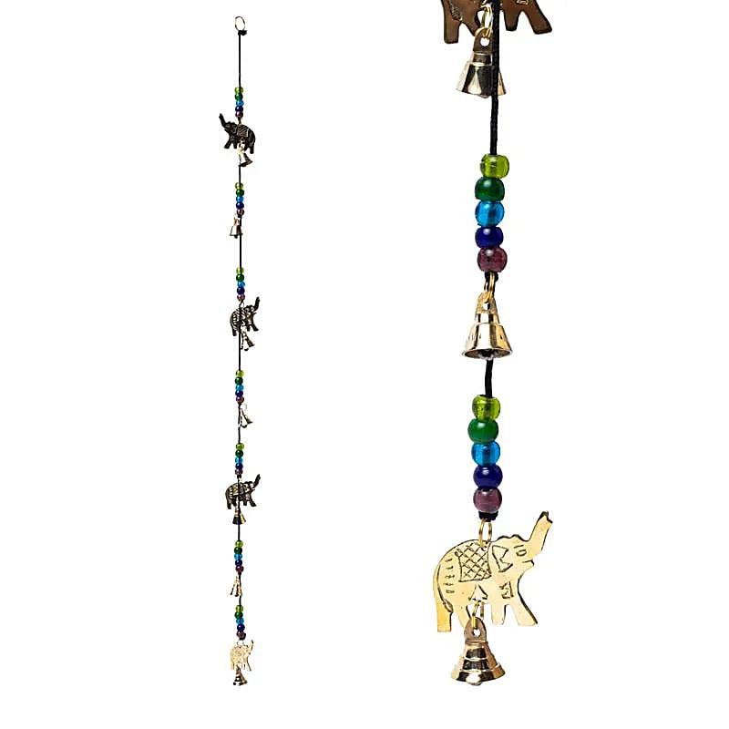 Πολύχρωμη Γιρλάντα με 4 Ελεφαντάκια & 7 καμπανάκια Διαστάσεις: 80 cm Βάρος: 140 g - mykarma.gr
