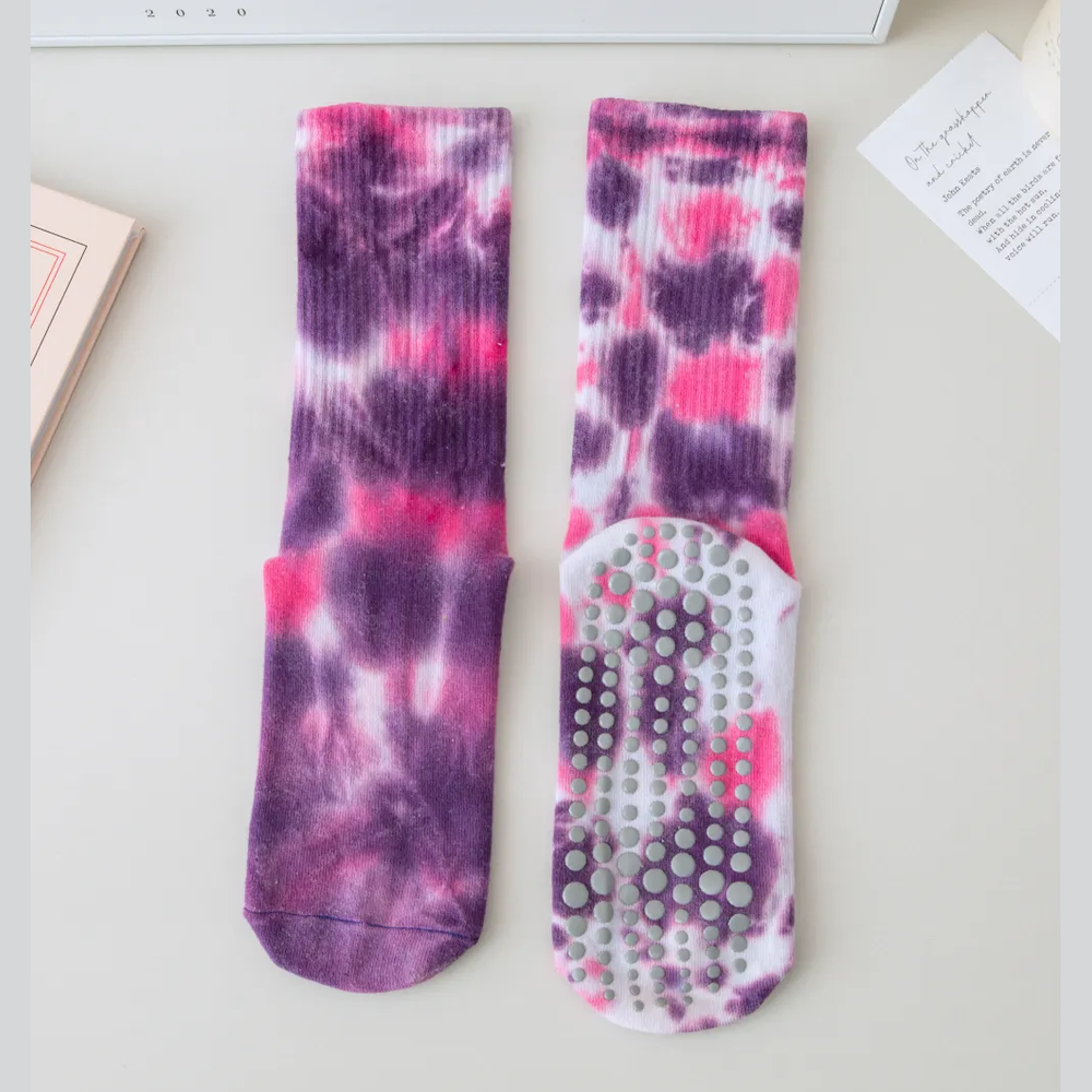 Αντιολισθητικές Ψηλές Κάλτσες - Tie-Dye Non-Slip Socks – Yoga & Pilates No 36-41 - mykarma.gr