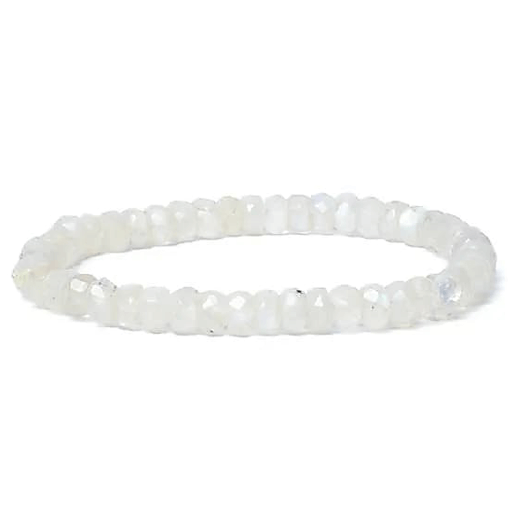 Βραχιόλι από Φεγγαρόπετρα (Rainbow Moonstone) ΑΑ ποιότητας - ελαστικό Χάντρες ± 5 mm - mykarma.gr