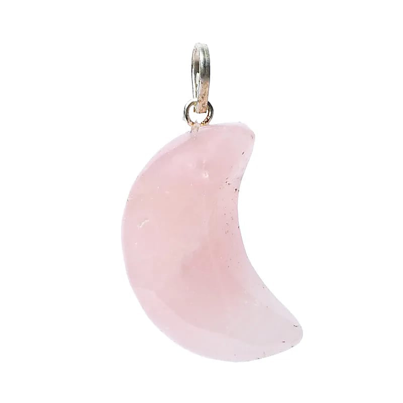 Μενταγιόν «Σελήνη» απο Ροζ Χαλαζία (Rose quartz) Μέγεθος 2 cm - mykarma.gr