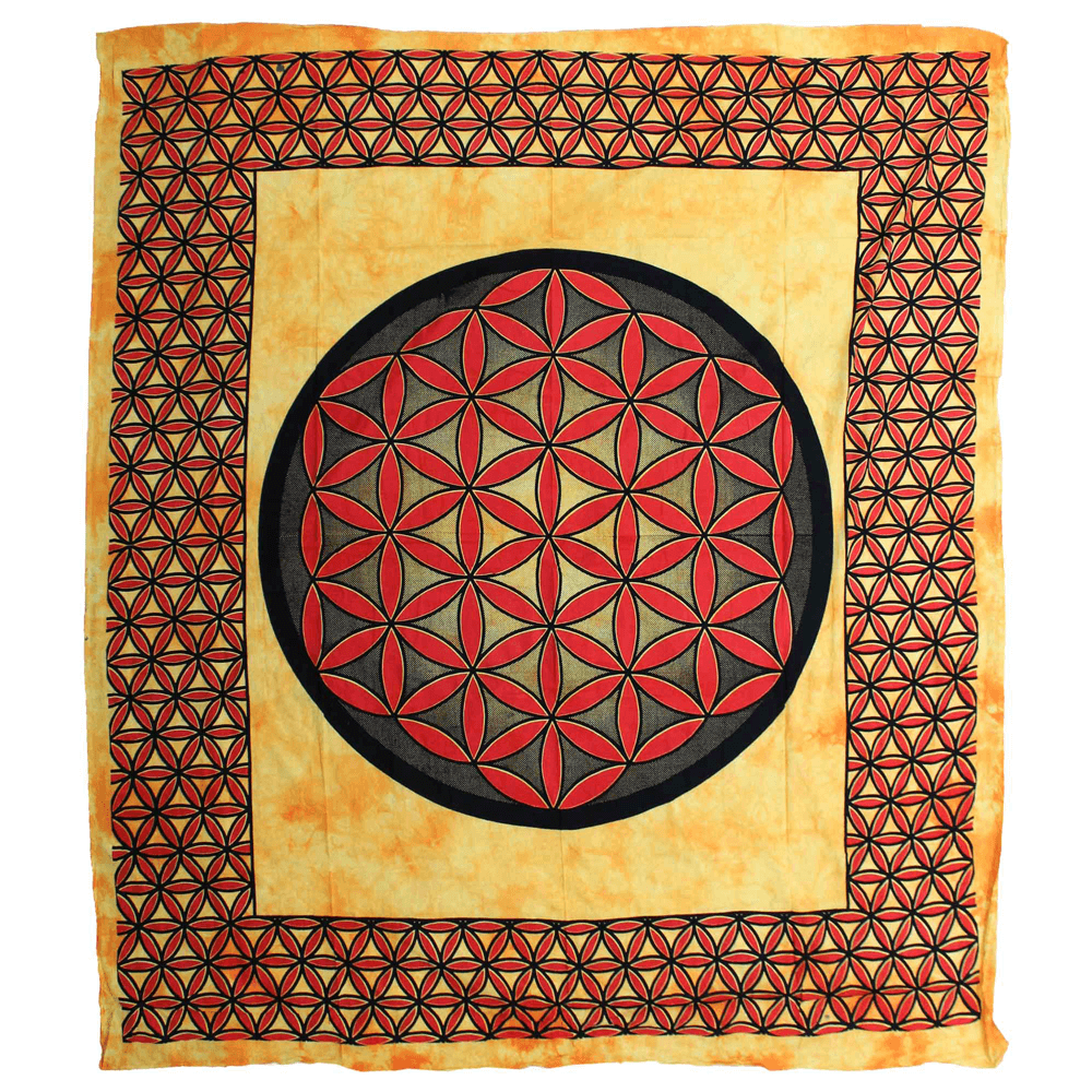 Κρεμαστά τοίχου Boho Batik - Κουβέρτα - Flower of Life - 100% Διπλό Βαμβάκι Διάμετρος: 230 x 200 cm - mykarma.gr