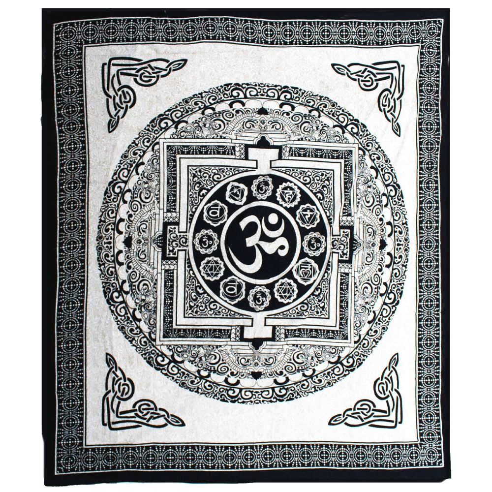 Κρεμαστά τοίχου Boho Batik - Κουβέρτα - Om Mandala - 100% Διπλό Βαμβάκι Διάμετρος: 230 x 200 cm - mykarma.gr