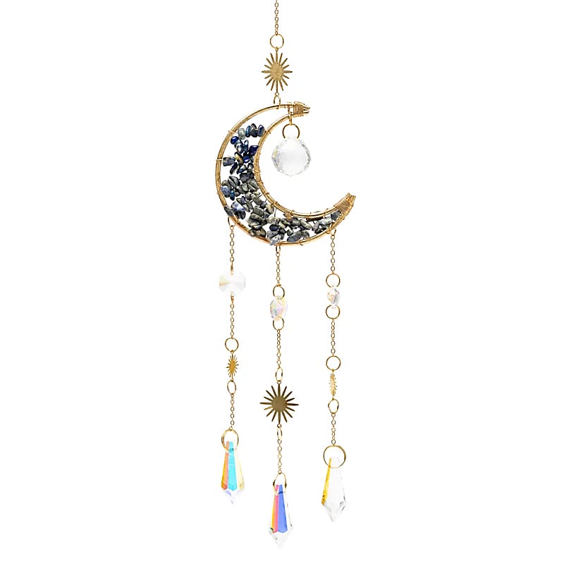 Κρύσταλλοι Feng Shui-Ηλιοπαγίδα (Suncatcher) «Ημισελήνος» με Λάπις Λαζουλί & κρυστάλλινη διακόσμηση Διαστάσεις: ±8x37 cm
