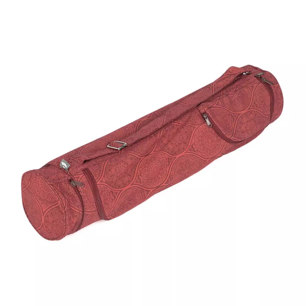 Bodhi Yoga Asana Mat Bag Maharaja - Τσάντα Μεταφοράς για στρώμα “Mayuri” - βαμβάκι - deep red Διαστάσεις 60 cm - mykarma.gr