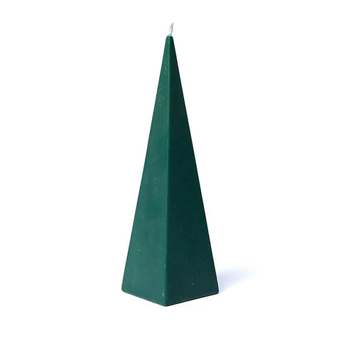 Άοσμο Κερί Πυραμίδα από Στεαρίνη χωρίς καπνό - σκούρο πράσινο Διαστάσεις: 21x6 cm Χρόνος καύσης: περίπου ±24 ώρες