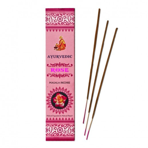 Αρωματικό Στικ Ayurvedic Masala Chandan - Τριαντάφυλλο (Rose) 10 g  15 Στικ Χρόνος καύσης: ± 60 λεπτά ανά Στικ - mykarma.gr