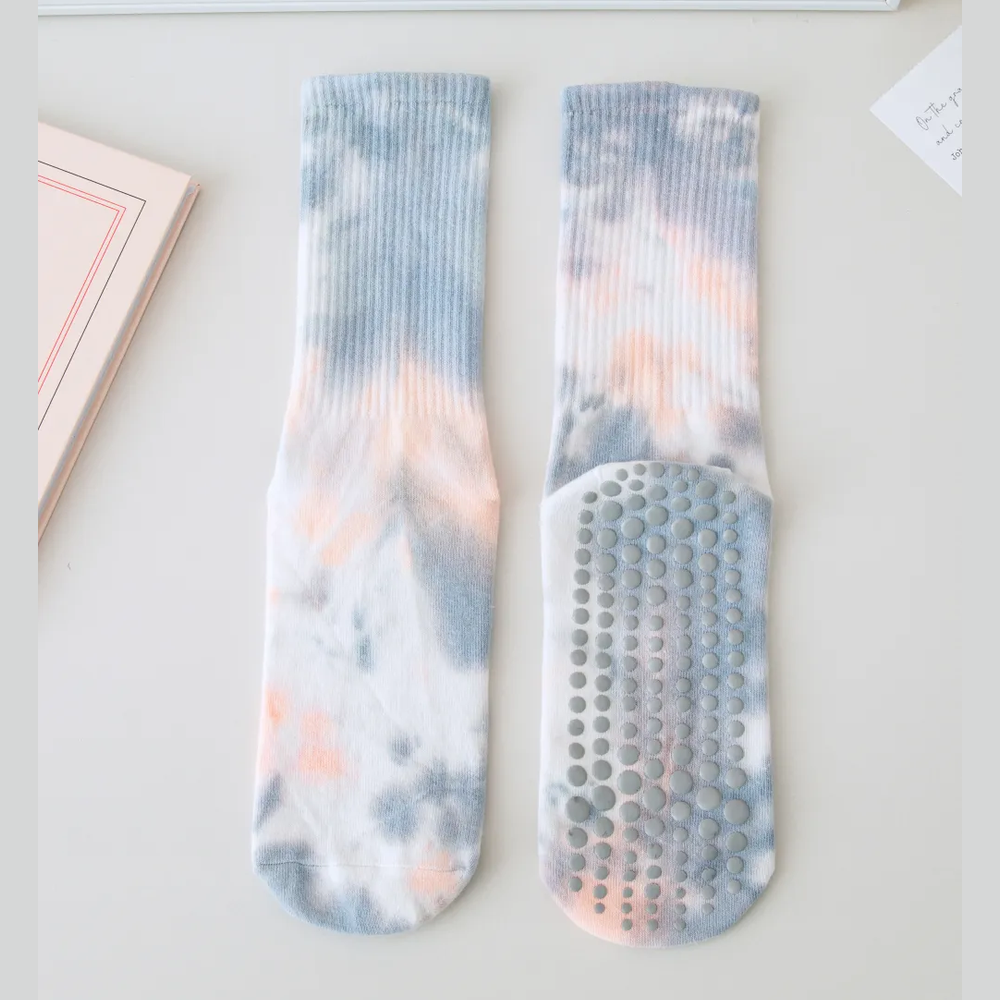 Αντιολισθητικές Ψηλές Κάλτσες - Tie-Dye Non-Slip Socks – Yoga & Pilates No 36-41 - mykarma.gr