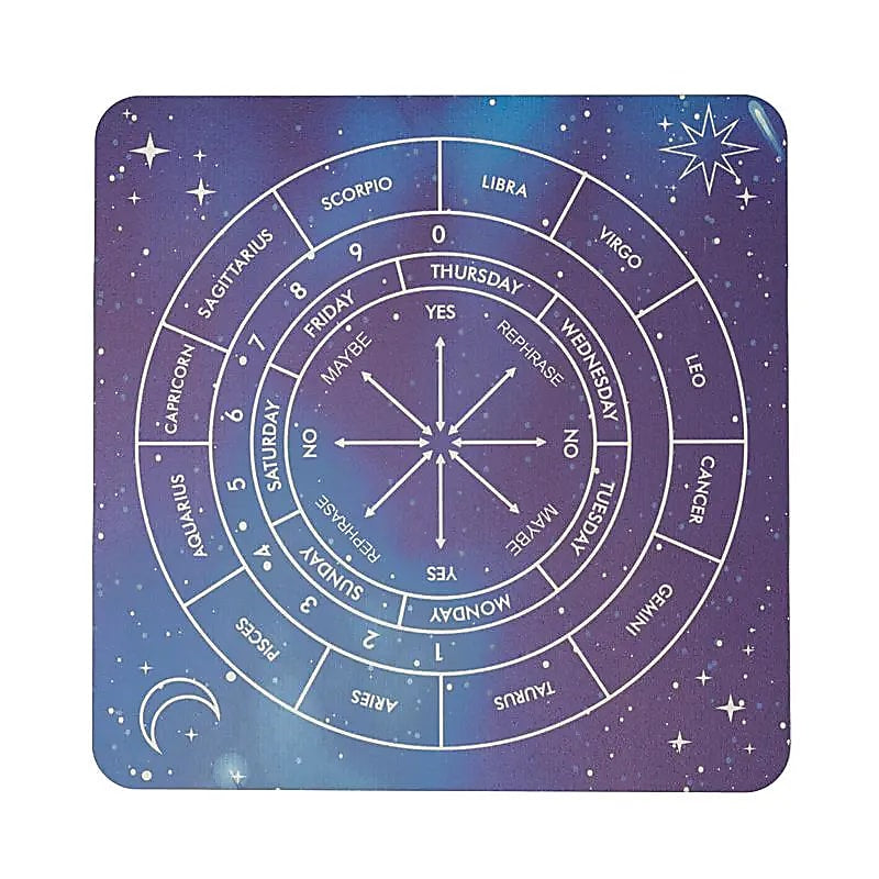 Pendulum Mat Galaxy - Χάρτης Μαντείας για Εκκρεμές - ξύλο με Σχέδιο Γαλαξία & Αστρολογική Διάταξη Διάσταση: 20 x 20 εκ - mykarma.gr