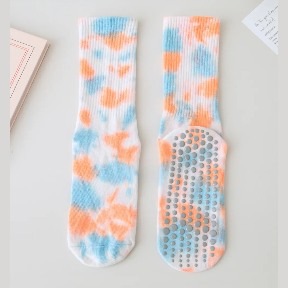 Αντιολισθητικές Ψηλές Κάλτσες - Tie-Dye Non-Slip Socks – Yoga & Pilates No 36-41 - mykarma.gr