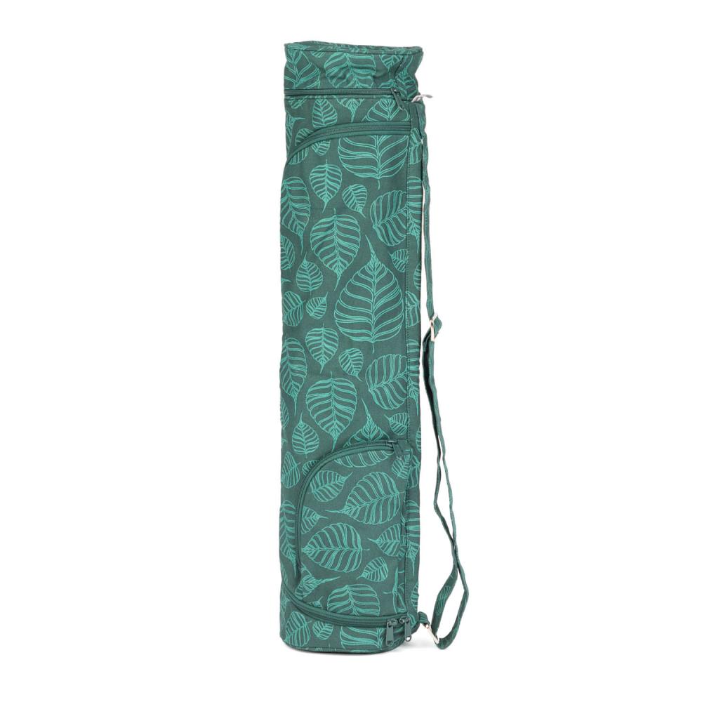 Bodhi Yoga Asana Mat Bag Maharaja - Τσάντα Μεταφοράς για στρώμα - βαμβάκι - “Bodhi Leaves” deep green Διαστάσεις: 80 cm - mykarma.gr