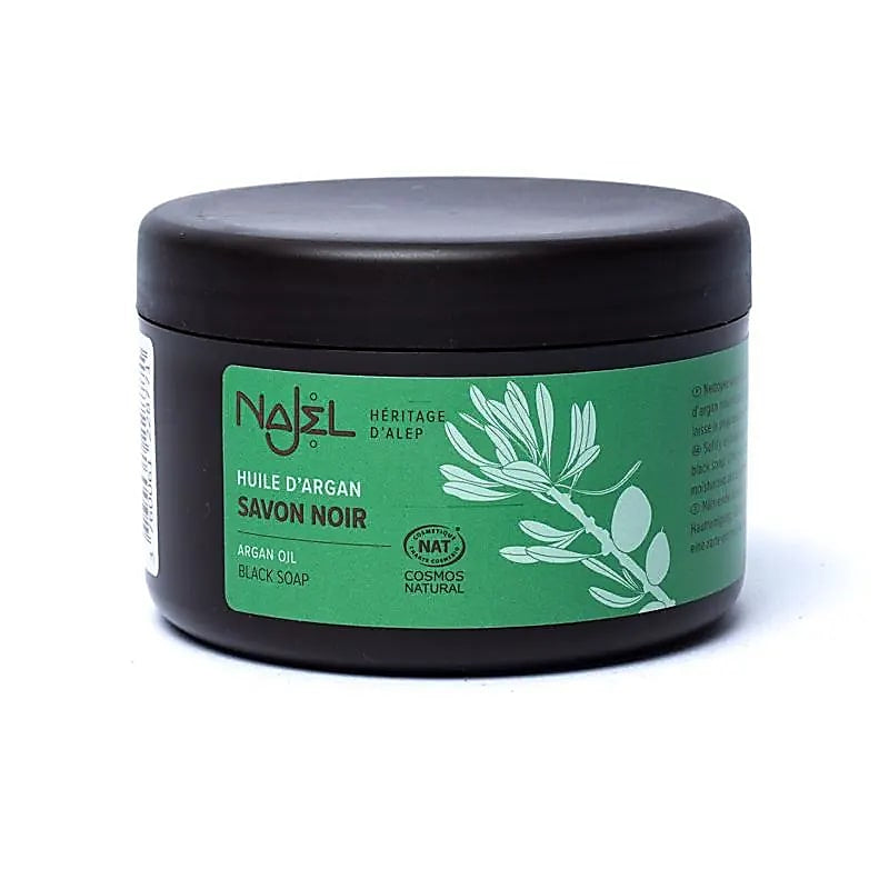 Χειροποίητο Μαύρο σαπούνι Χαλεπίου Aleppo με Argan oil για Απολέπιση δέρματος - άοσμο 200 ml - mykarma.gr