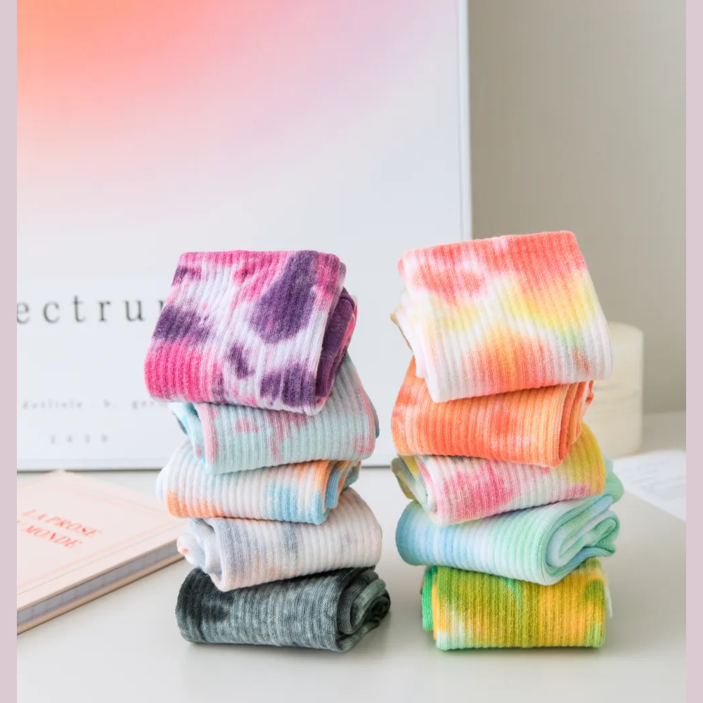 Αντιολισθητικές Ψηλές Κάλτσες - Tie-Dye Non-Slip Socks – Yoga & Pilates No 36-41 - mykarma.gr