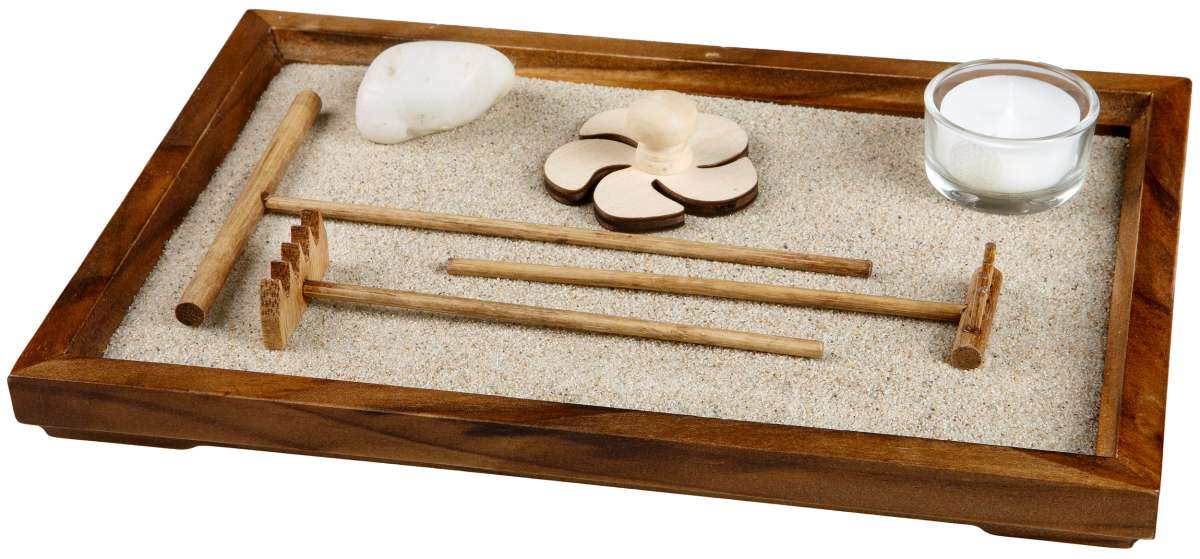 Ξύλινος Δίσκος Zen Garden Set για Χαλάρωση & Διαλογισμό Διαστάσεις: 28 x 19 cm