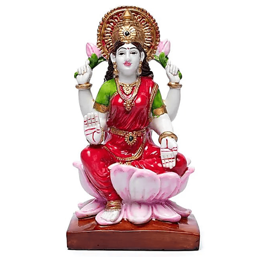 Άγαλμα Lakshmi (Λάκσμι) θεά του πλούτου και της ευημερίας πάνω σε Λωτό Διαστάσεις: 18x10 cm - mykarma.gr