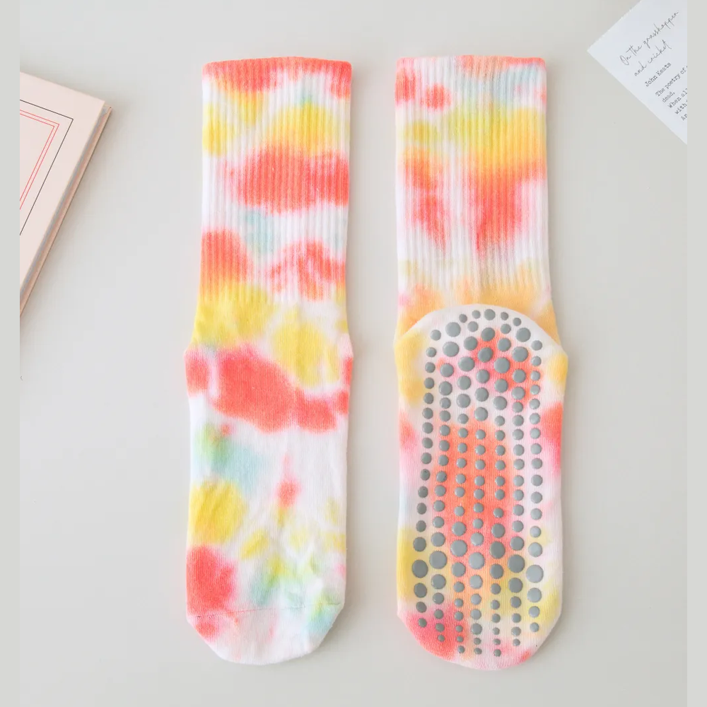 Αντιολισθητικές Ψηλές Κάλτσες - Tie-Dye Non-Slip Socks – Yoga & Pilates No 36-41 - mykarma.gr
