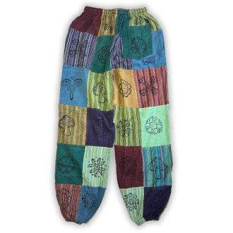 Παντελόνα - Nomad Sari Block Print Designs - πράσινες αποχρώσεις - L/XL - 100% Βαμβάκι - mykarma.gr