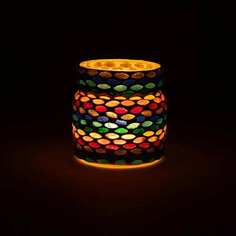 Μωσαϊκό φωτιστικό για κεριά - Chakra Διαστάσεις: 8 cm - mykarma.gr