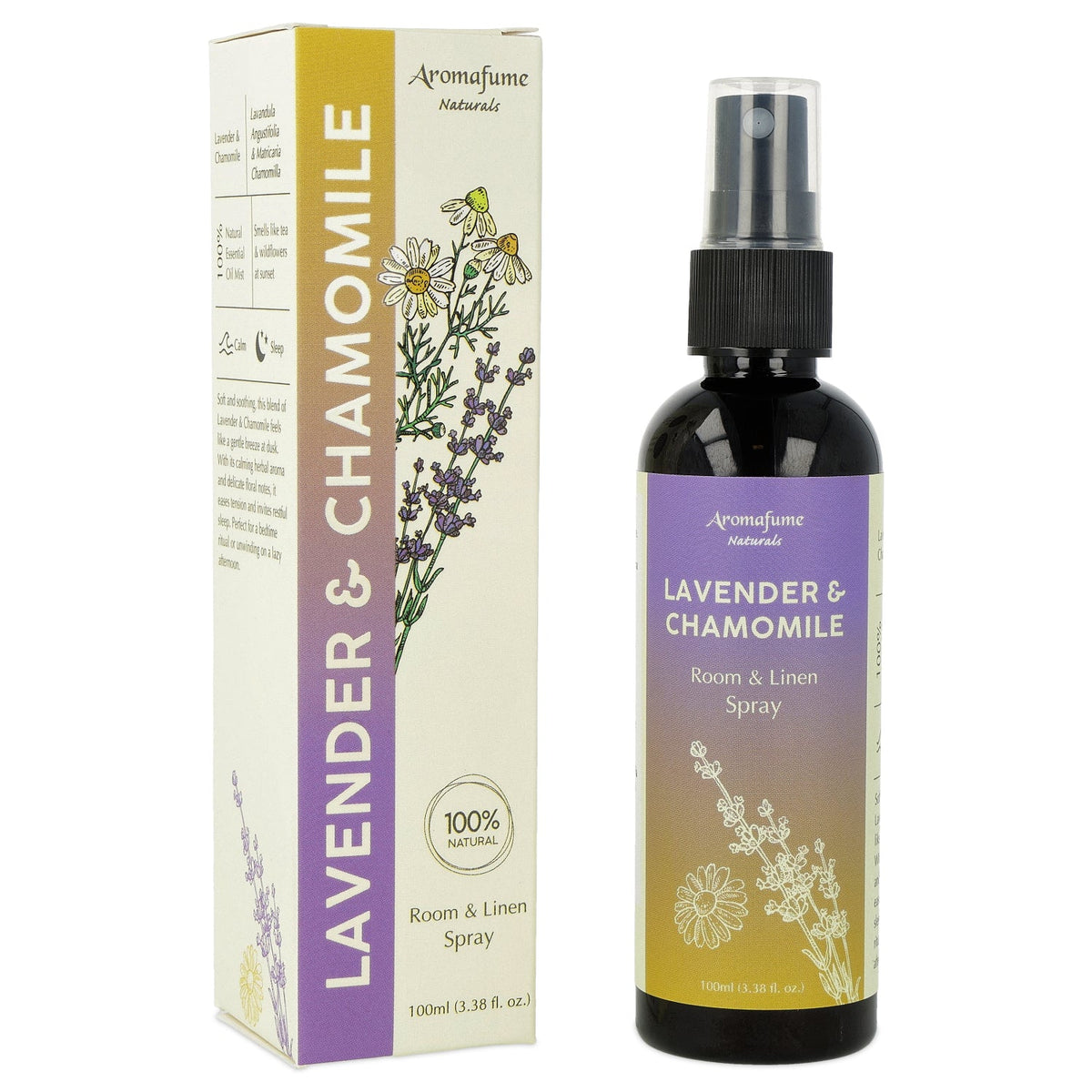 Room & Linen Spray - Φυσικό Σπρέι δωματίου “Lavender & Chamomile” για καθαρισμό χώρου - καθαρισμός αύρας - με Αιθέριο Έλαιο Λεβάντας & Χαμομηλιού100 ml - mykarma.gr