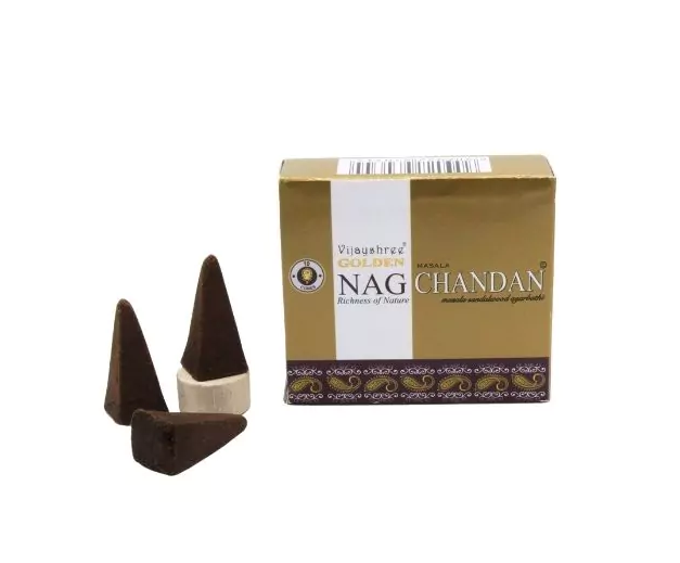 Αρωματικού Κώνοι Golden Nag Chandan - 10 κώνοι + βάση