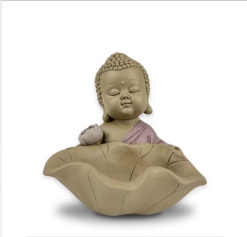 Αγαλματίδιο Μικρός Μοναχός με Μπολ “Lotus” Διαστάσεις: 10,5 x 10,5 cm - mykarma.gr