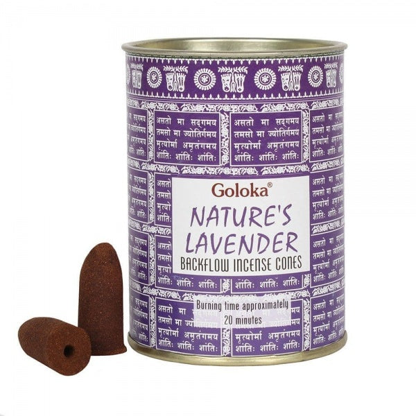 Κώνοι αναστροφής ροής Goloka Backflow - Nature's Lavender (Λεβάντα) Περιεχει 24 κώνους Χρονος καύσης για κάθε κώνο 20 λ - mykarma.gr