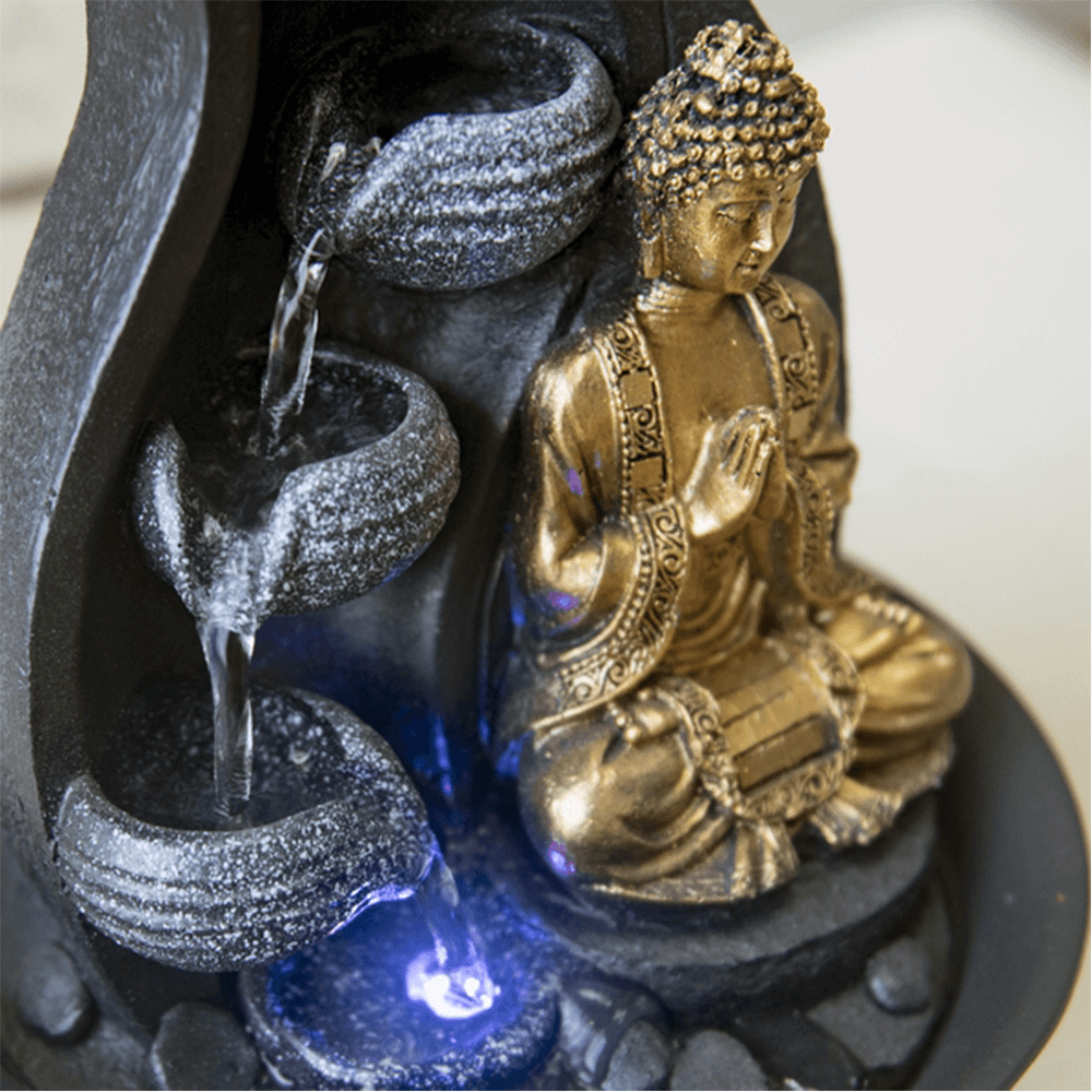 Συντριβάνι «Buddha Praya» με Φωτάκι LED & χρωματική παραλλαγή Διαστάσεις: 20 x 20 x 22 εκ - mykarma.gr