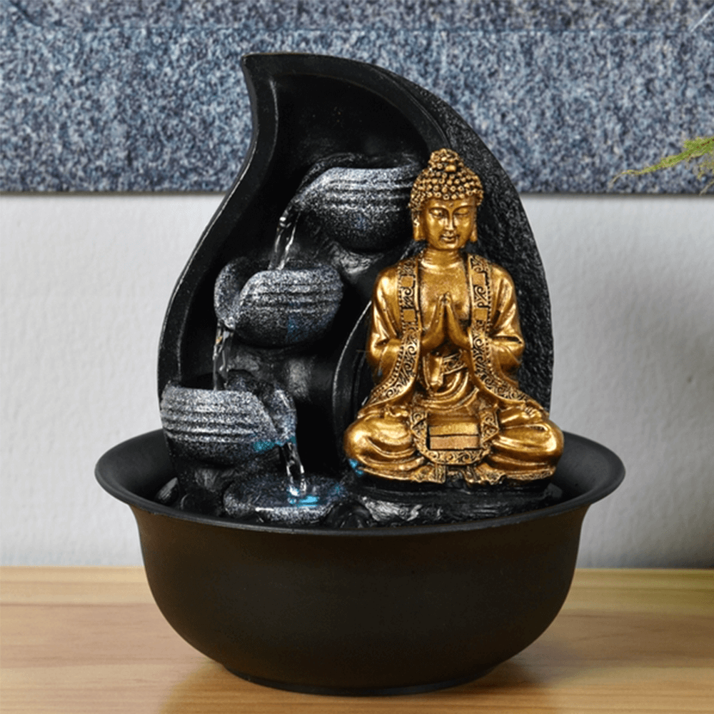 Συντριβάνι «Buddha Praya» με Φωτάκι LED & χρωματική παραλλαγή Διαστάσεις: 20 x 20 x 22 εκ - mykarma.gr