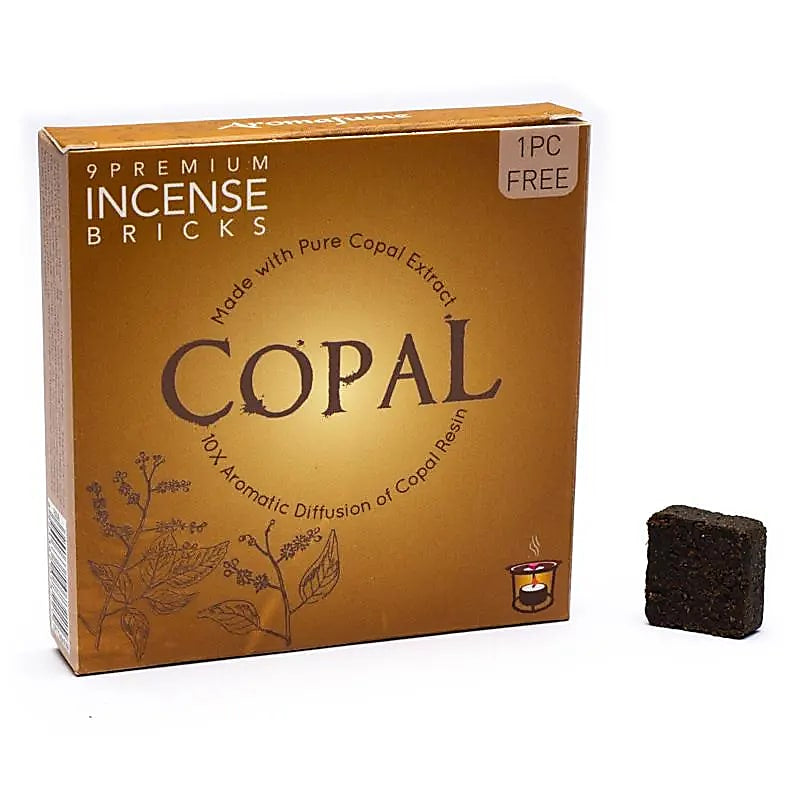 Αρωματικό Κάρβουνο Κοπάλι (Copal) για καυστήρα Aromafume - 9 Θυμιάματα/Τούβλα Βάρος: 40 g - mykarma.gr