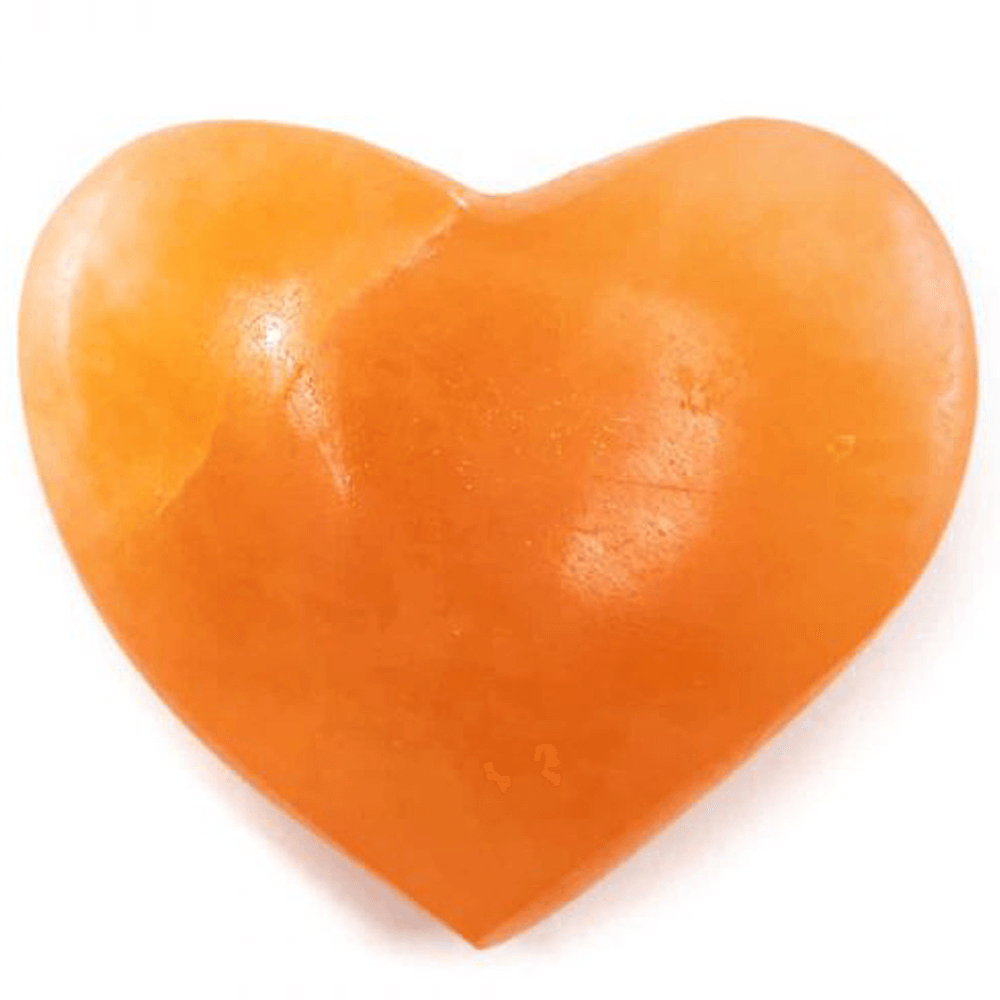 Πέτρα Ανησυχίας (Worry stone) - Πορτοκαλί Σεληνίτης σε σχήμα καρδιά - Orange Selenite Διαστάσεις: 5 εκ - mykarma.gr