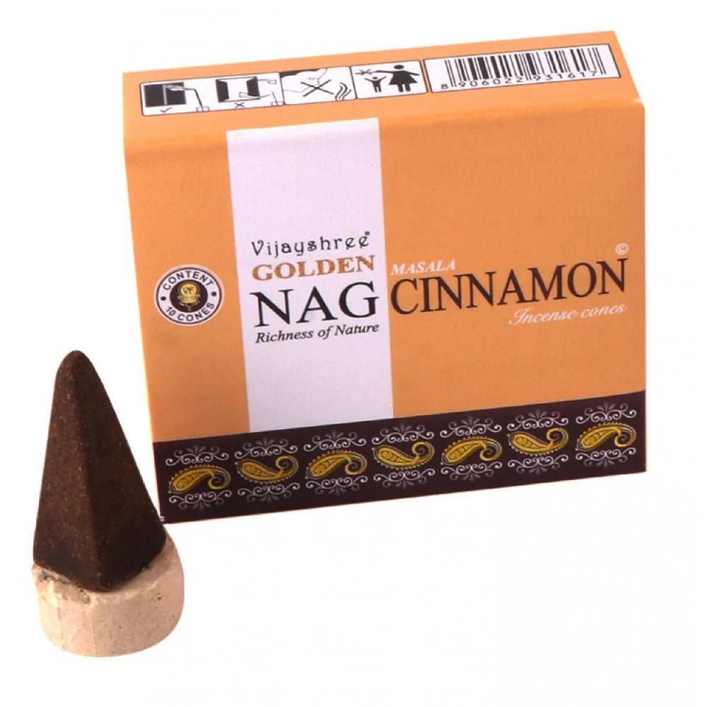 Αρωματικού Κώνοι Golden Nag Cinnamon (Κανέλα) - 10 κώνοι + βάση - mykarma.gr
