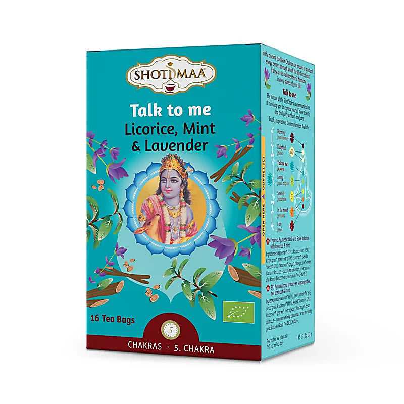 Organic Shoti Maa Talk to Me Tea Licorice,Mint & Lavender - 16 φακελάκια Αγιουρβεδικό Τσάι Γλυκόριζα,Μέντα & Λεβάντα - χωρίς καφεΐνη - mykarma.gr