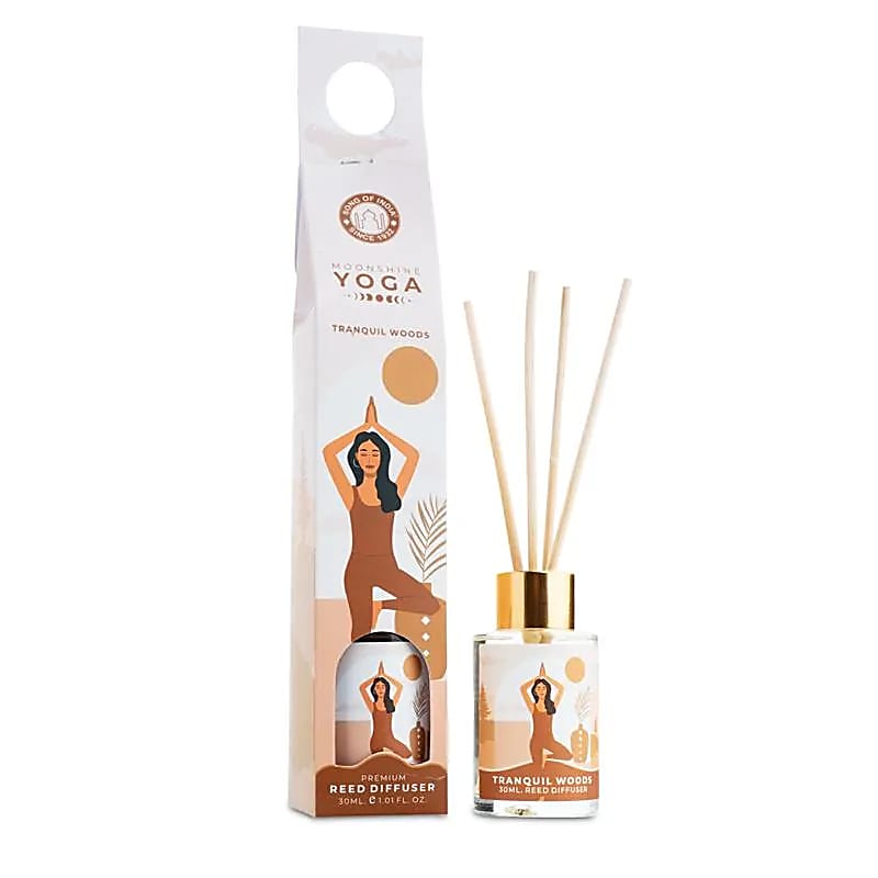 Home Reed Diffuser “Moonshine Yoga” - Ξυλώδες Άρωμα (Tranquil Woods) 30ml & ξυλάκια | Αιθέριο Έλαιο