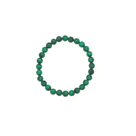 Βραχιόλι από Μαλαχίτη (Malachite) AA ποιότητας - ελαστικό Χάντρες ± 6 mm - mykarma.gr