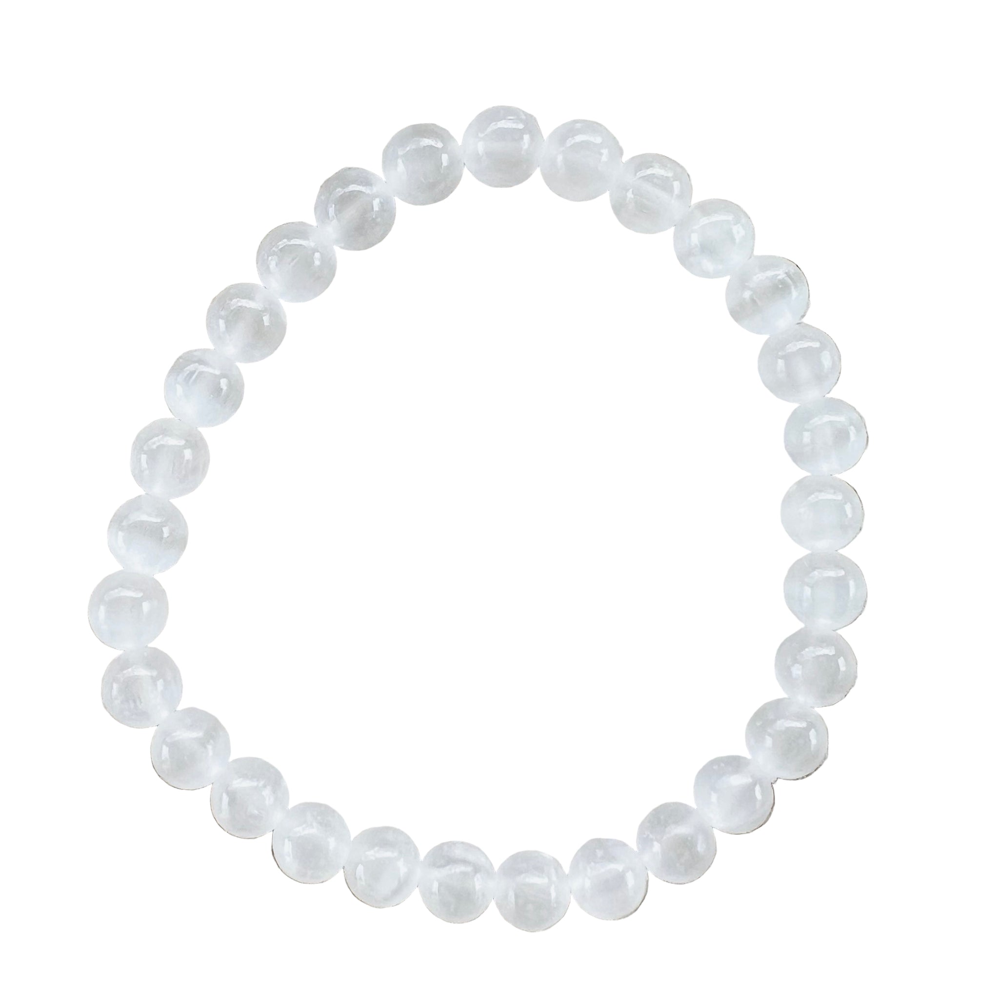 Βραχιόλι Σεληνίτη (Selenite) Α ποιότητας - ελαστικό Χαντρα: 0,6 cm Μέγεθος: 18 cm